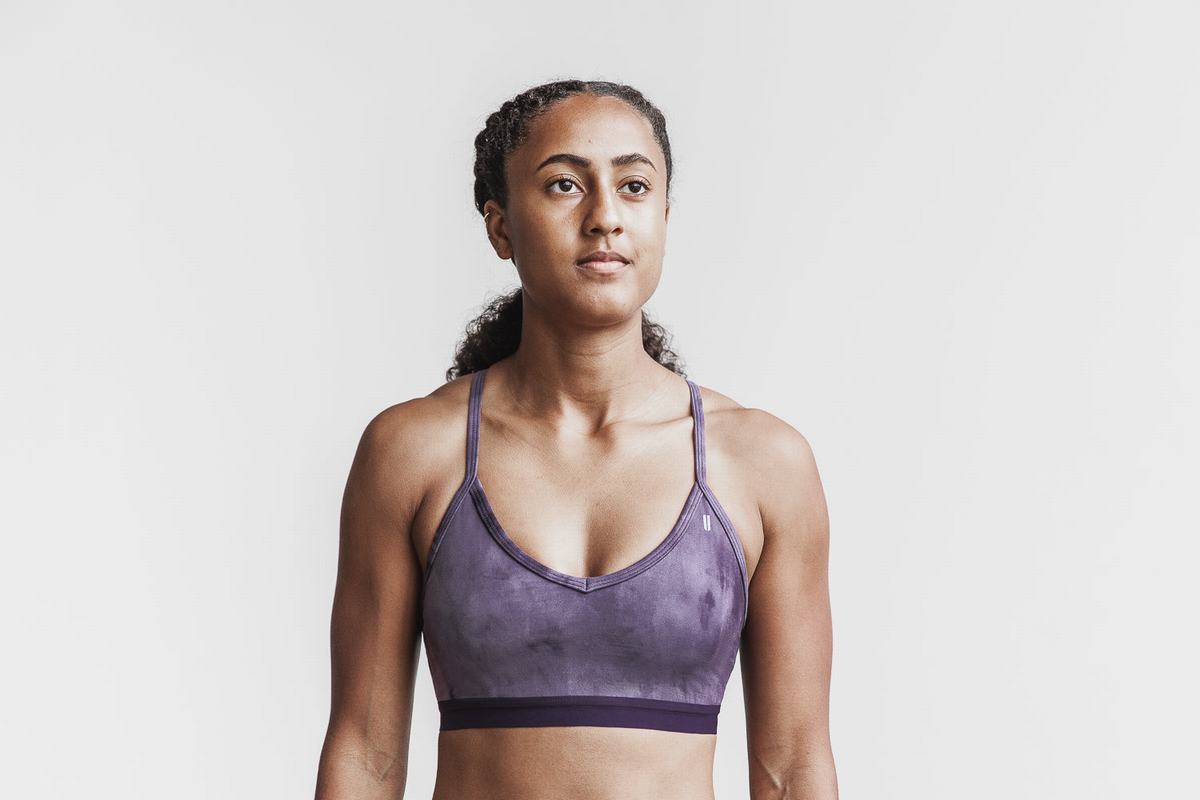 Nobull V-Neck Tie-Dye Women\'s Sports Bras Purple | Australia (IP3896)